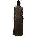 A-line abaya with Resham embroidery work- Olive Green
